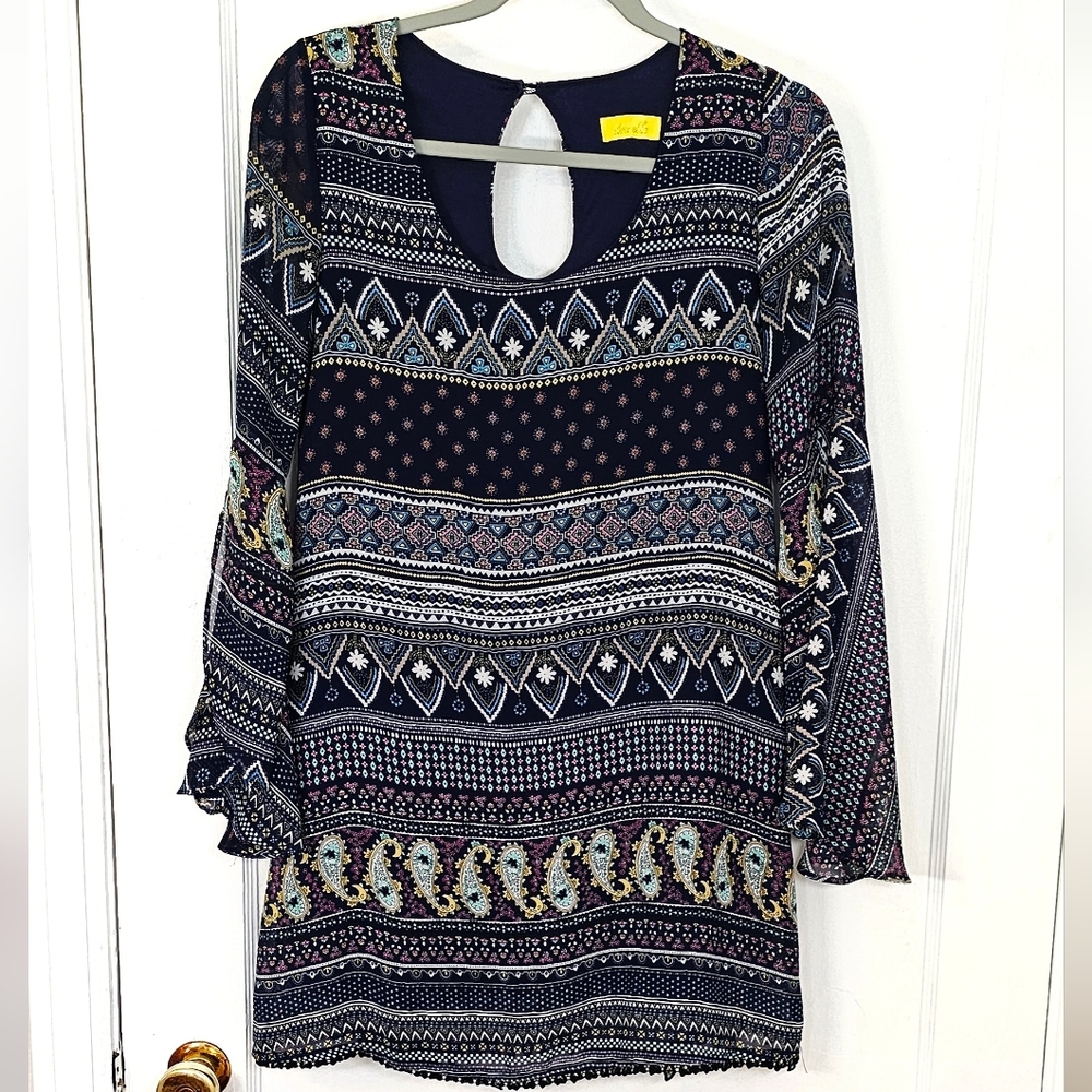 Boho Flared Sleeve Mini Dress
